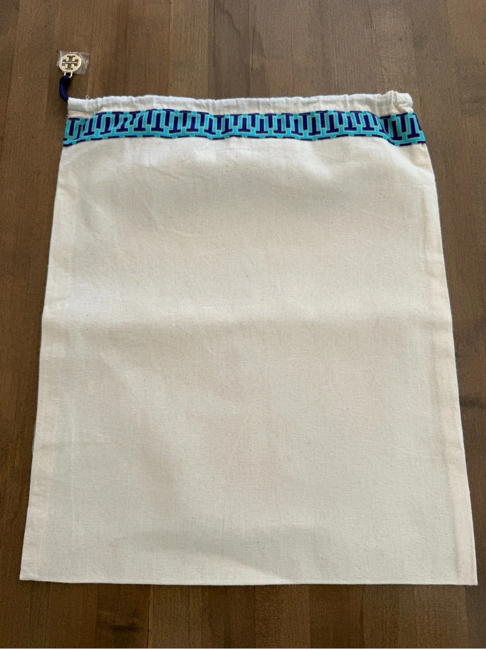 NEW Tory Burch Canvas Shoe or Bag Dust Bag with Drawstring with Logo Charm